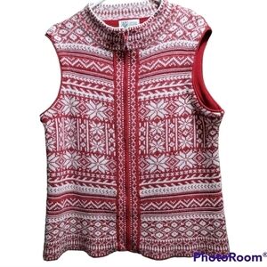 Cotton Country Canada Snowflake Fair Isle Sweater Vest XL Zip Cotton Rabbit Fur